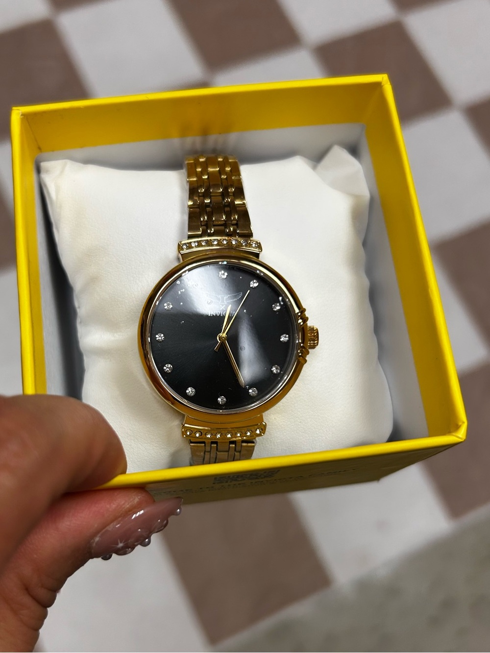 Invicta Gold Tone Women's Bracelet Watch with Black Dial